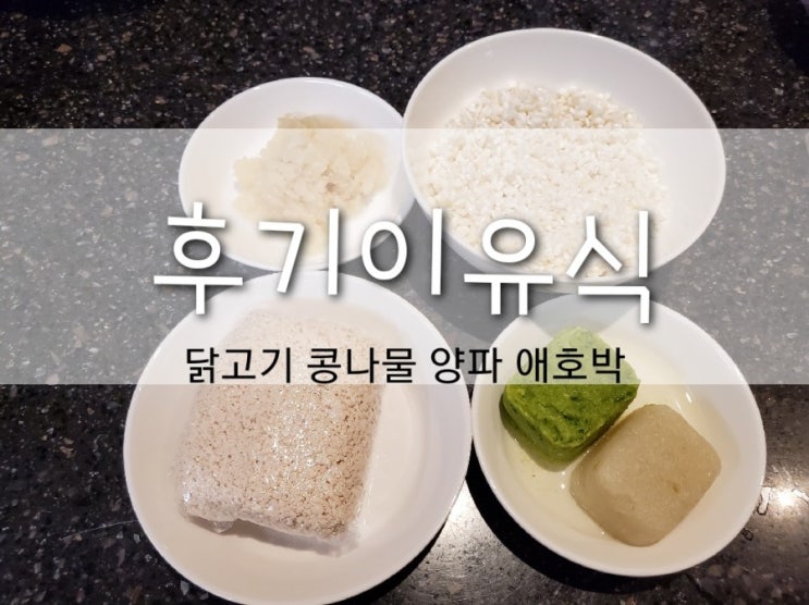 쌍둥이 후기 이유식 만들기 (닭고기 콩나물 양파 애호박 진밥)