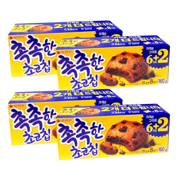 리뷰가 좋은 오리온 촉촉한 초코칩 8개입 120g+40g(160g) 쿠키 과자간식, 4개 좋아요