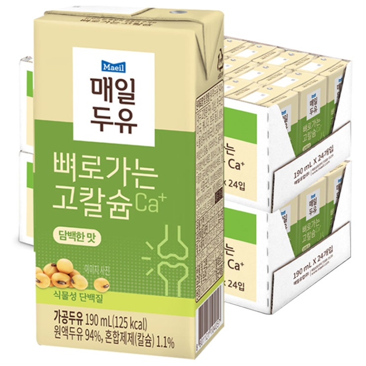 후기가 좋은 매일유업 뼈로가는 칼슘두유 담백한맛, 190ml, 96개 ···