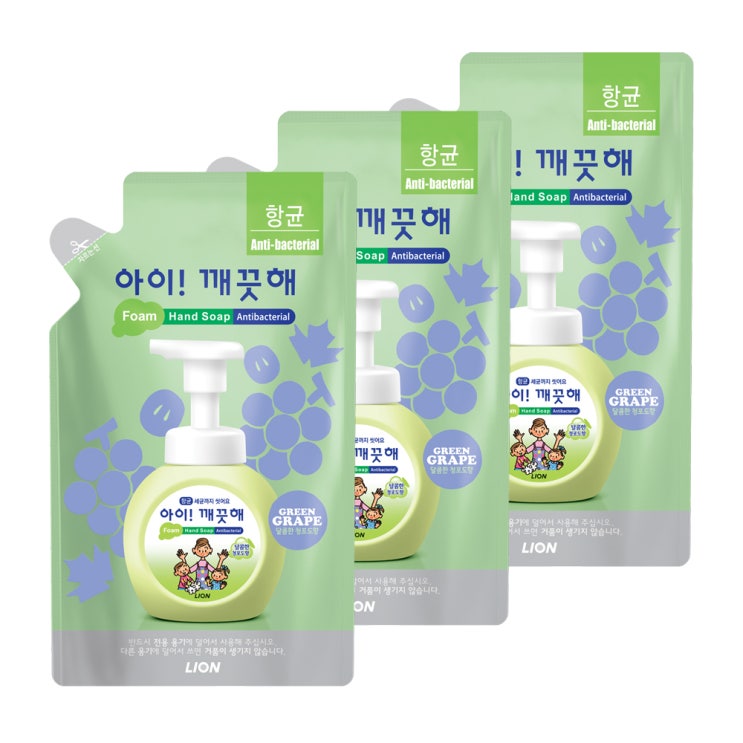 가성비갑 아이깨끗해 향균 거품 핸드 솝 리필 청포도향, 200ml, 3개(로켓배송) 좋아요 가성비갑 아이깨끗해 향균 거품 핸드 솝 리필 청포도향, 200ml, 3개(로켓배송) 좋아요