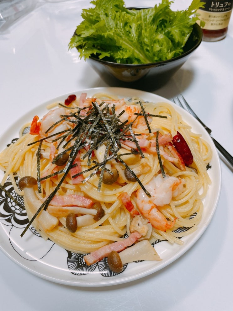  [일본 생활]오일파스타 만들기/일본식 파스타 만드는 법/파스타 레시피/cookpad mart이용후기/우동스프 활용/코로나 일상
