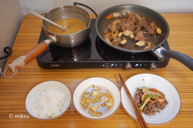 키첸 플레이팅 2구 인덕션으로 따뜻하게 된장찌개 끓이기