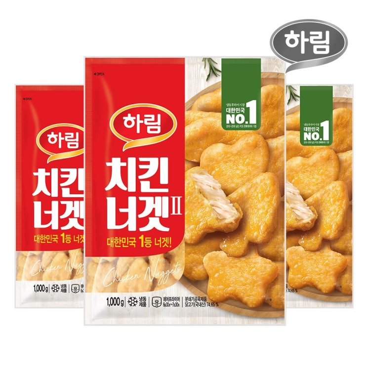 잘팔리는 하림 치킨너겟Ⅱ, 1kg, 3개 ···