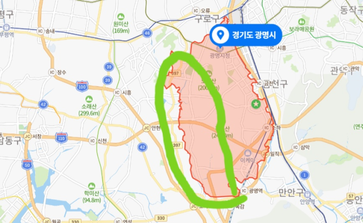 광명시흥신도시 7만호 옥길동 과림동 광명동 일대
