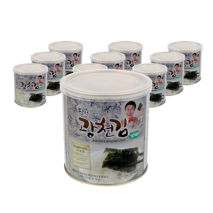 인지도 있는 광천김 달인 김병만의 파래김 캔, 30g, 10개(로켓배송) 좋아요 인지도 있는 광천김 달인 김병만의 파래김 캔, 30g, 10개(로켓배송) 좋아요
