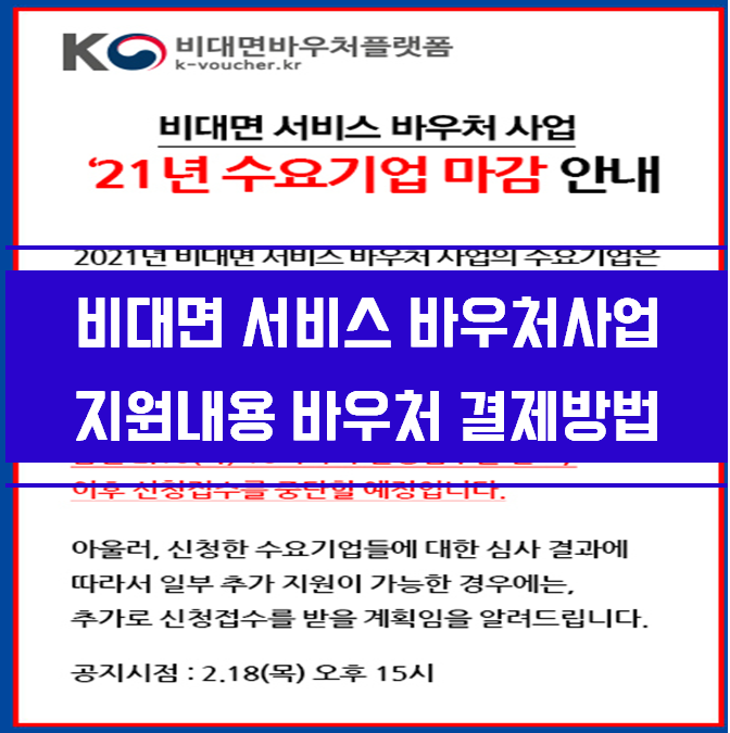  21년 K비대면바우처플랫폼 지원내용 바우처 결제방법 신청마감