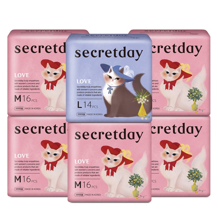 당신만 모르는 시크릿데이 러브 울트라 슬림 중형 생리대 날개형 16p x 5개 + 대형 14p, 1세트(로켓배송) ··· 당신만 모르는 시크릿데이 러브 울트라 슬림 중형 생리대 날개형 16p x 5개 + 대형 14p, 1세트(로켓배송) ···