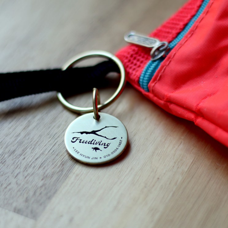  프리다이빙 황동 키링(레이저 이니셜 음각 각인) Freediving keyring