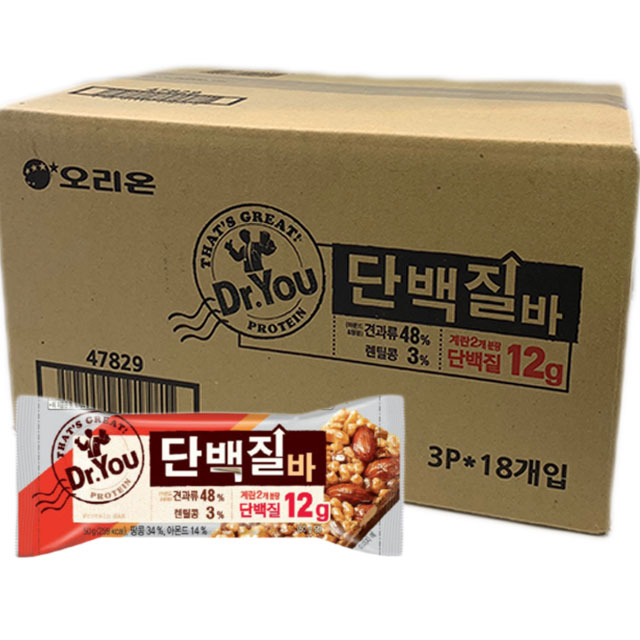 후기가 좋은 닥터유 단백질바 12g X 54개입 1박스, 1box 좋아요