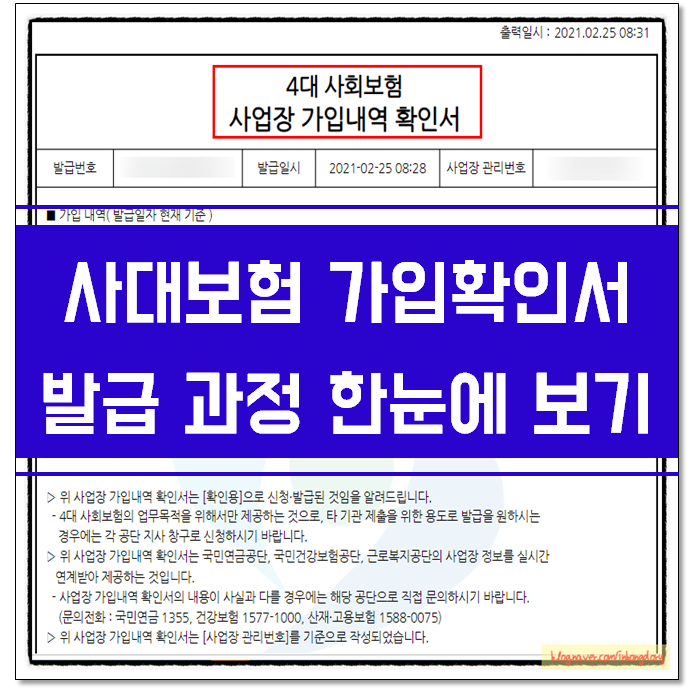 사대보험 가입확인서 발급 과정 한눈에 보기