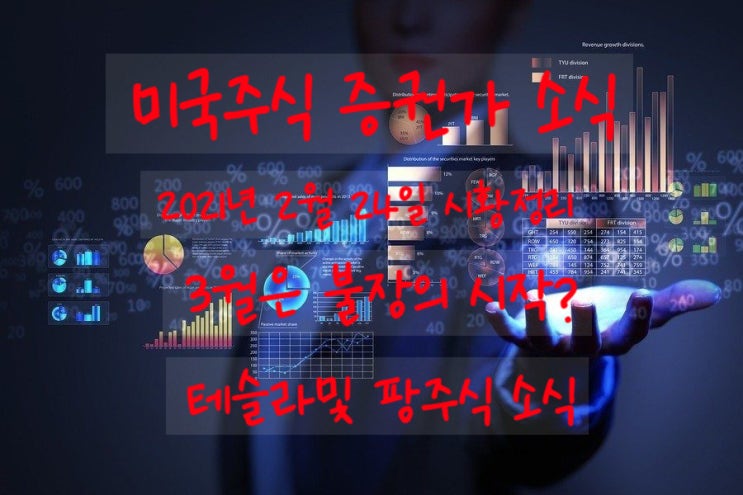  테슬라(Tesla), 미국증시: 2021년 2월 24일 미국장 마감후 정리. 다우지수 최고가 갱신.