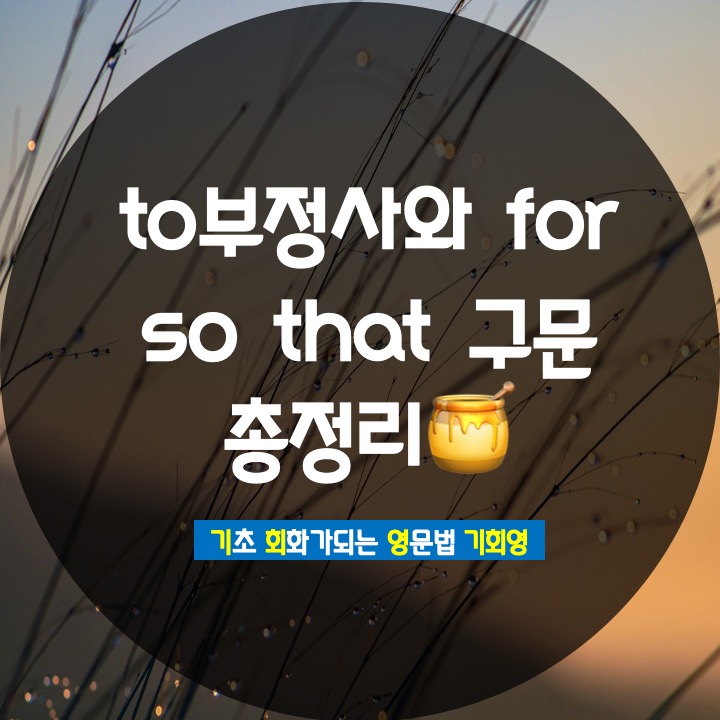  to부정사 및 so that 구문 뜻 쉽게 정리 - 기회영