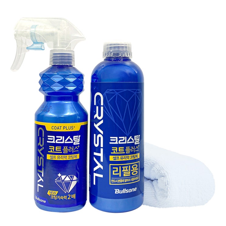 잘팔리는 불스원 크리스탈 코트 플러스 300ml + 리필 400ml + 극세사융, 1세트(로켓배송) 추천해요