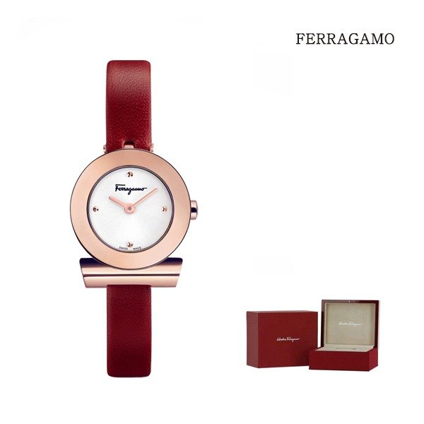 잘나가는 [페라가모(시계)] 페라가모 간치노 브레이슬릿 버건디 가죽 시계 F43020017 ···