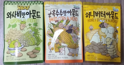  HBAF 바프 아몬드 3봉 세트(허니버터/와사비/군옥수수)