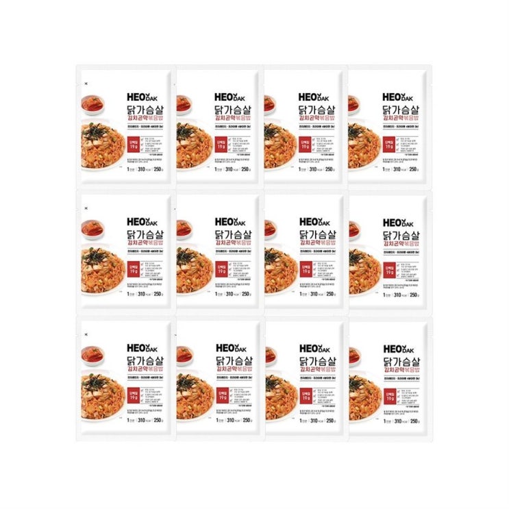  [할인제품] 허닭 본사당일출고 닭가슴살 김치곤약볶음밥 250g 25,900 원~* 26% 할인