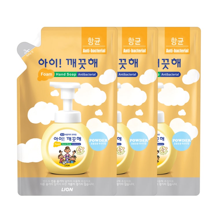 많이 팔린 아이깨끗해 향균 거품 핸드 솝 순 리필, 450ml, 3개입(로켓배송) ···