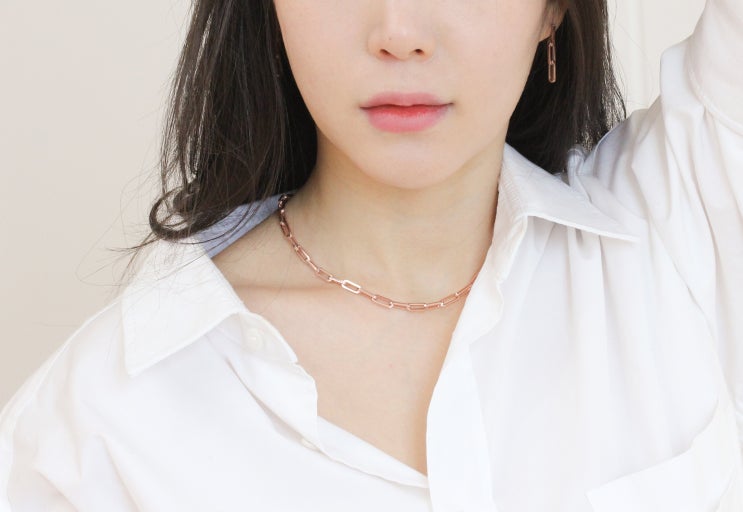  이태리 실버 볼드 체인 스퀘어 링크 목걸이 3color