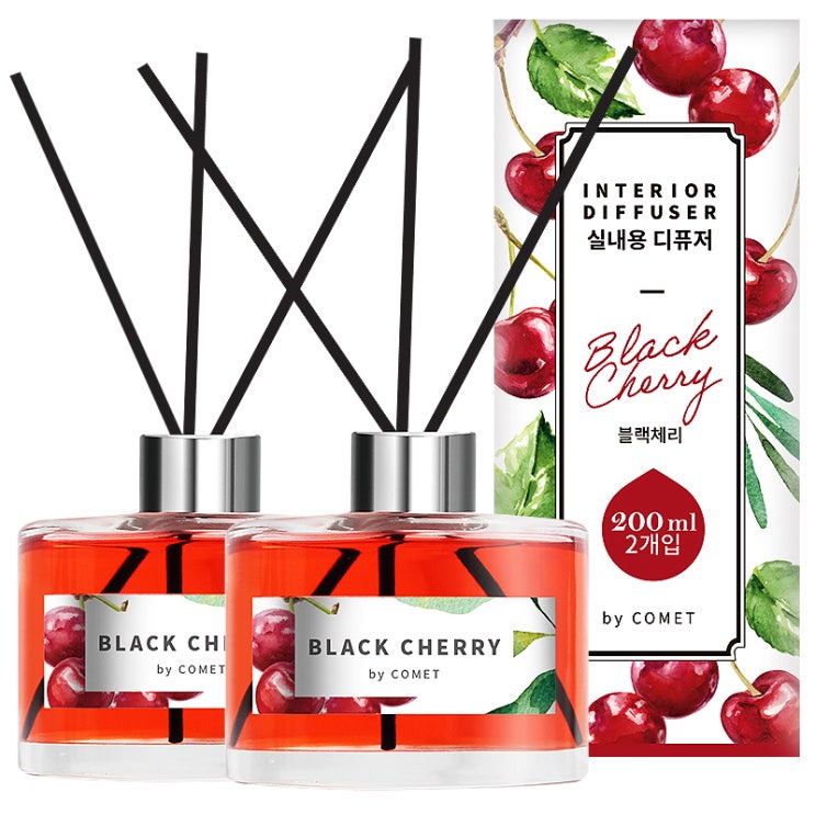 많이 찾는 코멧 디퓨저 200ml 2개 + 섬유스틱 10개 세트, 블랙체리(로켓배송) ··· 많이 찾는 코멧 디퓨저 200ml 2개 + 섬유스틱 10개 세트, 블랙체리(로켓배송) ···