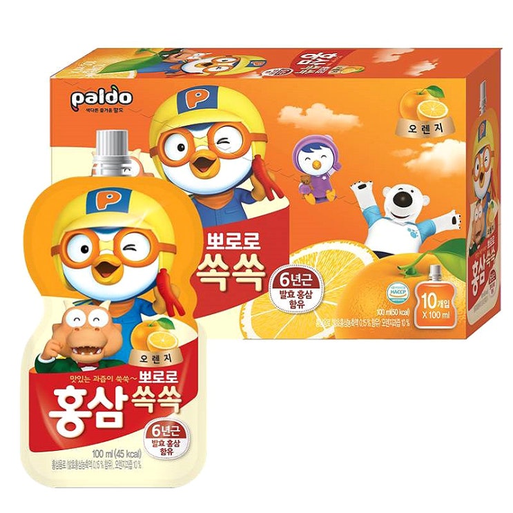 가성비 좋은 팔도 뽀로로 홍삼쏙쏙 어린이음료 100ml, 오렌지, 10개입(로켓배송) 추천해요 가성비 좋은 팔도 뽀로로 홍삼쏙쏙 어린이음료 100ml, 오렌지, 10개입(로켓배송) 추천해요