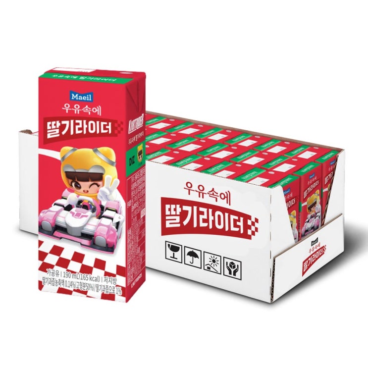 인지도 있는 매일유업 우유 속에 딸기라이더, 190ml, 24개(로켓배송) ··· 인지도 있는 매일유업 우유 속에 딸기라이더, 190ml, 24개(로켓배송) ···