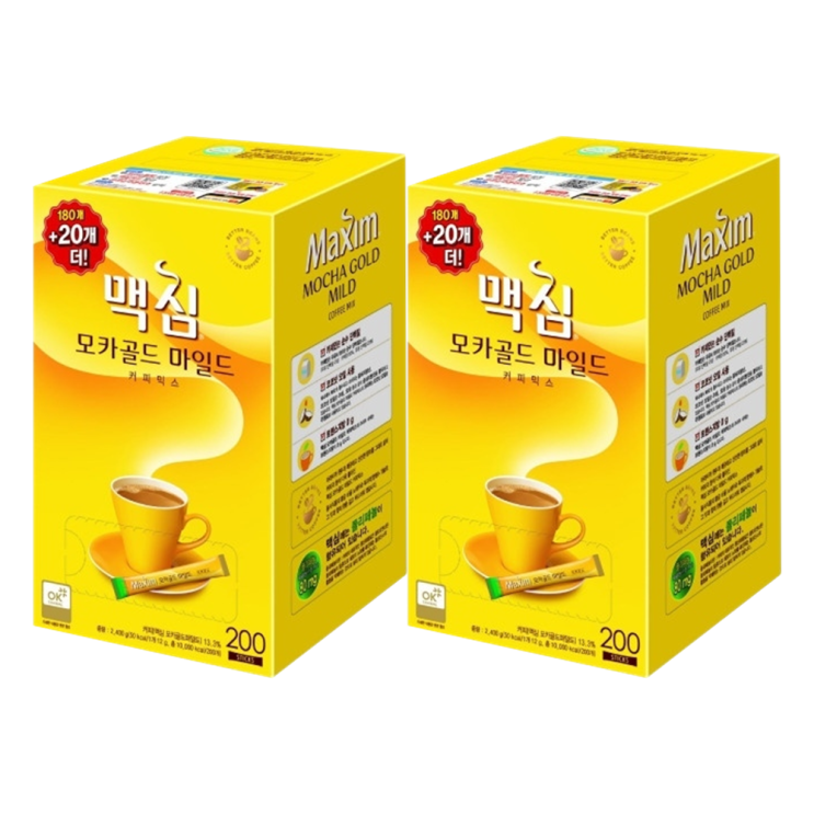요즘 인기있는 맥심 모카골드마일드 커피믹스 200T(180T+20T) 1박스, 12g, 400개 추천해요 요즘 인기있는 맥심 모카골드마일드 커피믹스 200T(180T+20T) 1박스, 12g, 400개 추천해요