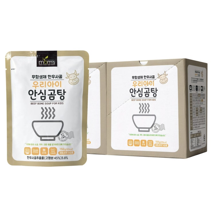 많이 팔린 [맘스] 무항생제 한우사골 무첨가 우리아이 안심곰탕(150g x 7P)아이 국 반찬, 2box, 한우사골곰탕맛 ···