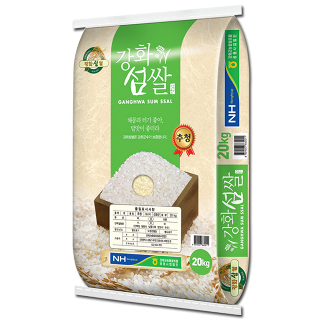 가성비 좋은 강화섬쌀 2020년 햅쌀 추청 백미, 20 kg, 1개(로켓배송) ···
