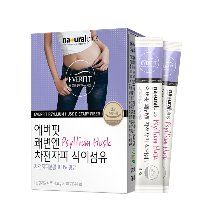 당신만 모르는 내츄럴플러스 에버핏 쾌변엔 차전자피 식이섬유, 4.8g, 1개(로켓배송) ···