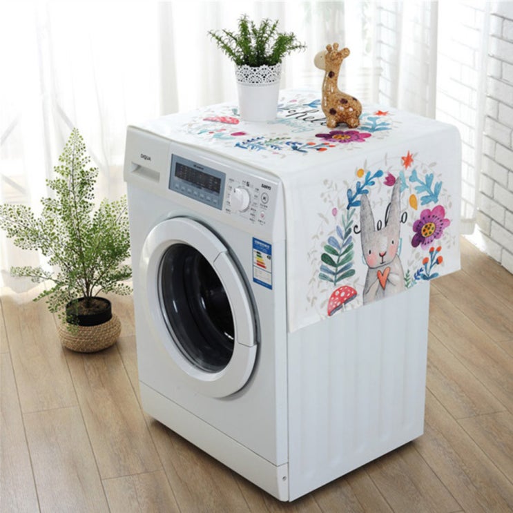 선택고민 해결 하늬통상 귀여운 캐릭터 세탁기 커버, 보라꽃 토끼(로켓배송) ···