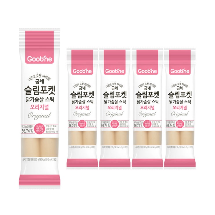 잘나가는 굽네 슬림포켓 닭가슴살 스틱 90g (45gX2ea), 5팩 ··· 잘나가는 굽네 슬림포켓 닭가슴살 스틱 90g (45gX2ea), 5팩 ···
