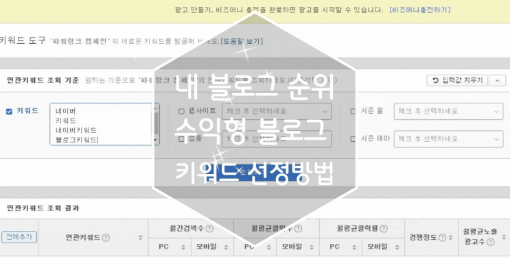  블로그 순위와 수익형 블로그 키워드 선정방법