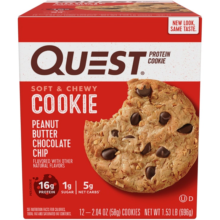 선호도 높은 Quest Nutrition 프로틴 쿠키 12개입, 피넛 버터 초콜릿 칩 (Peanut Butter Chocolate Chip), 696g 추천합니다