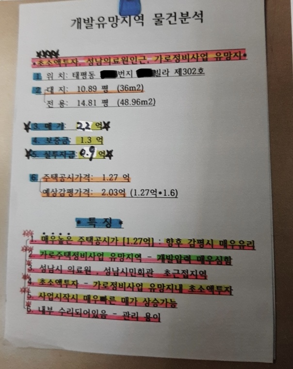  성남시 가로주택정비사업 유망지 매물 매매