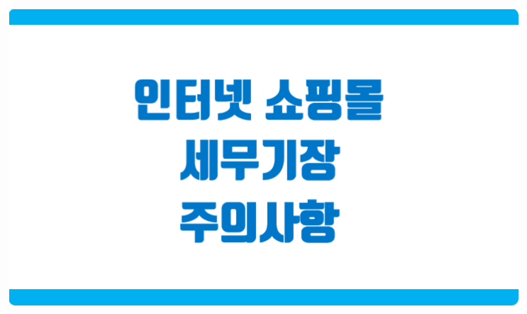  인터넷 쇼핑몰 세무 기장 주의사항 정리