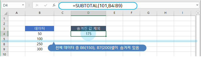  엑셀 | 필터링한 데이터(부분 합)를 계산하는 SUBTOTAL