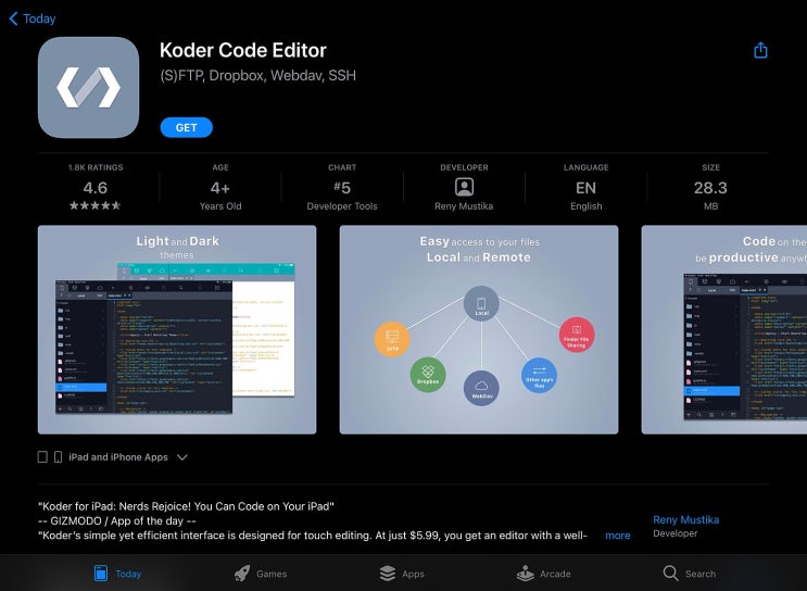  [IOS 유틸] Koder Code Editor $2.99가 한시적 무료!