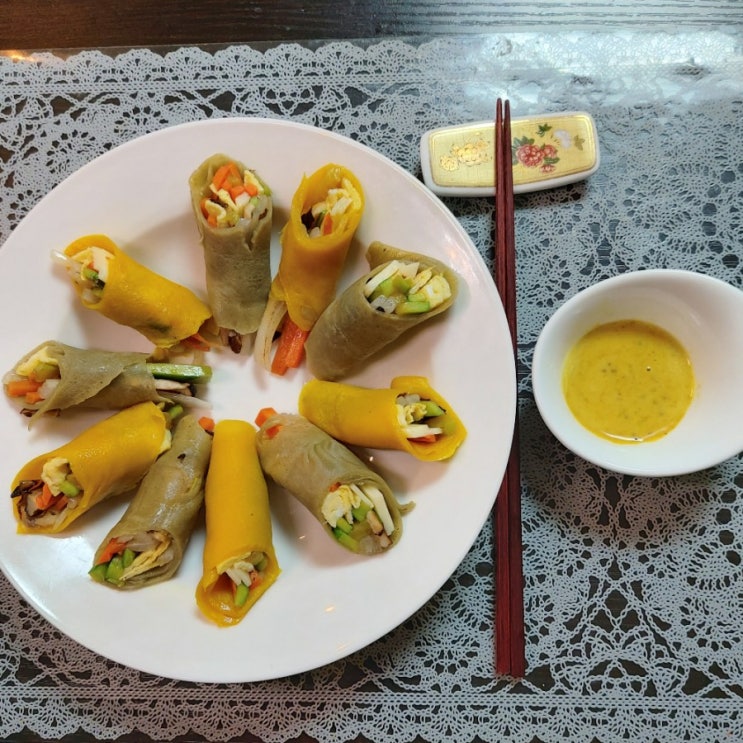 밀전병만들기;강황,녹차밀전병 밀전병만들기;강황,녹차밀전병