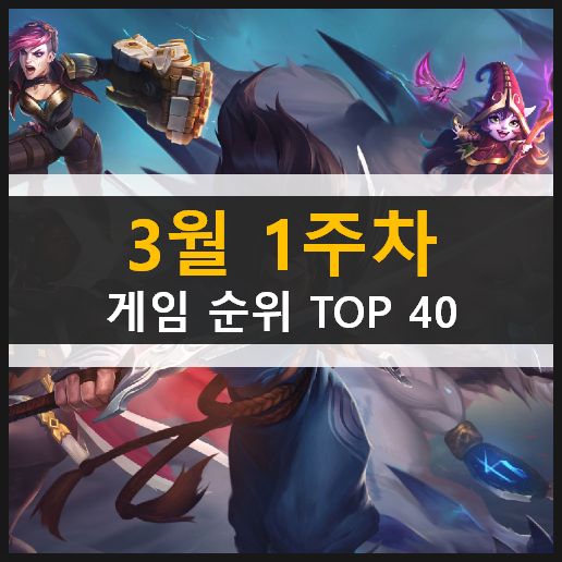 모바일 PC온라인 스팀 게임 순위 TOP 40 / 3월 1주차 추천 게임 모바일 PC온라인 스팀 게임 순위 TOP 40 / 3월 1주차 추천 게임