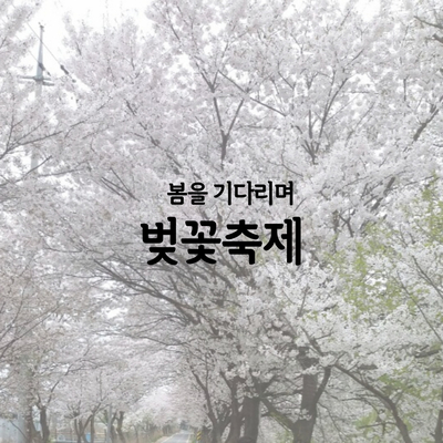  [벚꽃축제] 봄이 다가오니 벚꽃 볼 준비들 하시죠!