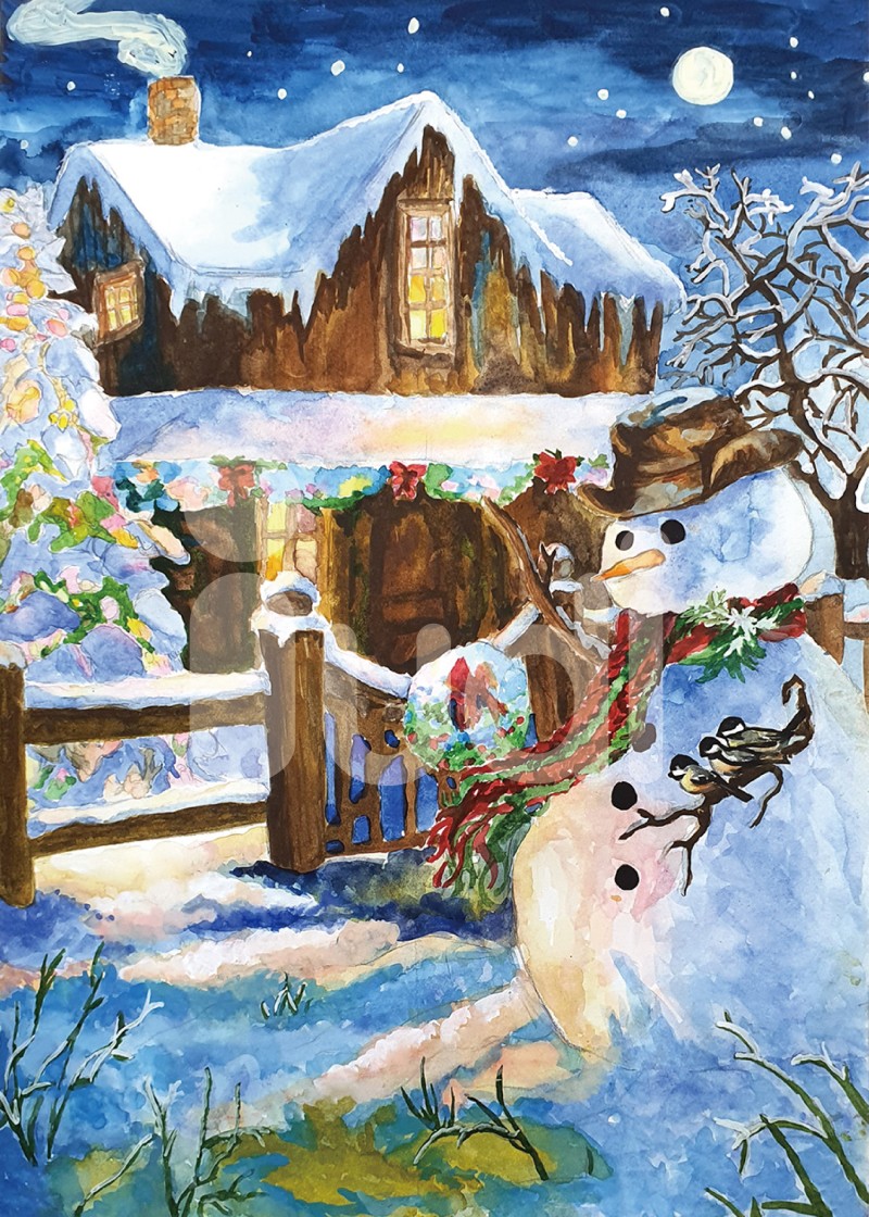 풍경 수채화 '겨울 풍경 그리기' (범계초등미술 아이우디 미술학원) : 네이버 블로그