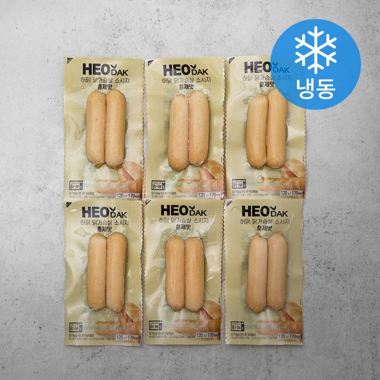 핵가성비 좋은 허닭 담백한 훈제맛 닭가슴살 소시지 (냉동), 120g, 6개(로켓배송) 좋아요 핵가성비 좋은 허닭 담백한 훈제맛 닭가슴살 소시지 (냉동), 120g, 6개(로켓배송) 좋아요