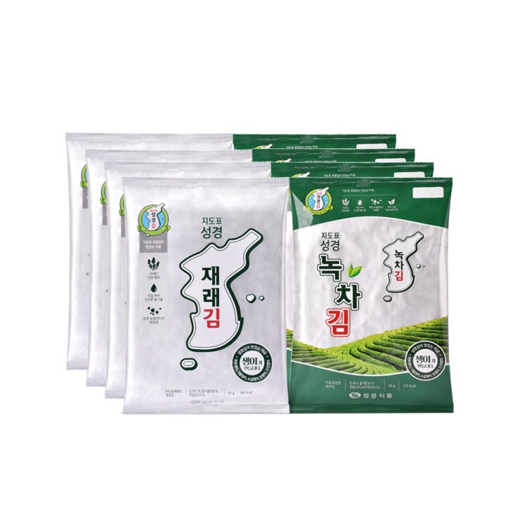 많이 찾는 지도표성경 재래식 전장김 30g x 4봉 + 녹차 전장김 30g x 4봉, 1세트(로켓배송) ···