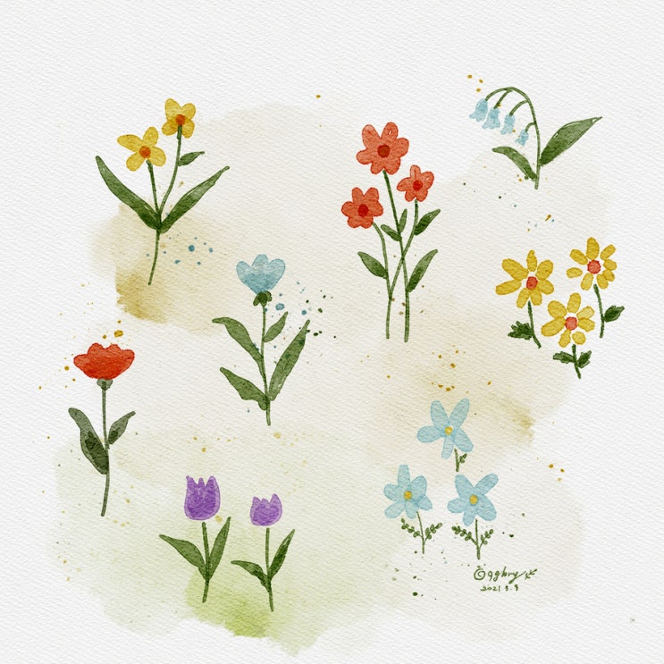 31일차-꽃그림 수채화 그림들