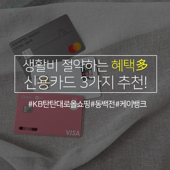  가계부 책임지는 카드 3장 KB탄탄대로올쇼핑,케이뱅크네이버페이2, 동백전
