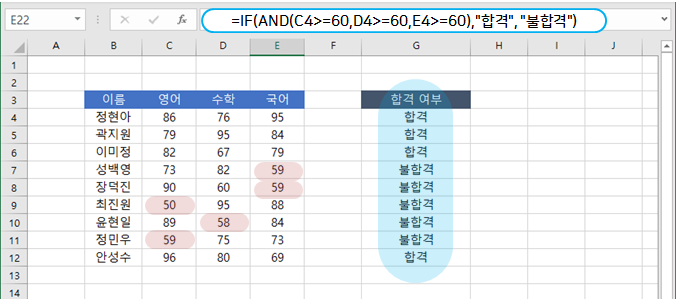  엑셀 | IF와 AND 함수를 사용해 모든 조건 충족 여부 확인하기