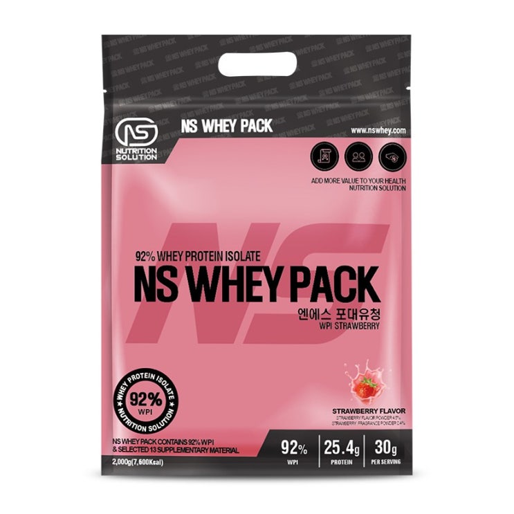 잘나가는 NS 포대유청 WPI 딸기맛 단백질보충제 유청단백질가루 헬스보충제 프로틴, 1팩, 2kg 추천합니다