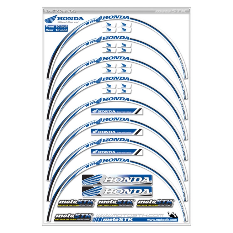 잘팔리는 스텝원 오토바이 휠스티커 10인치, 혼다파랑, 1세트(로켓배송) 추천해요