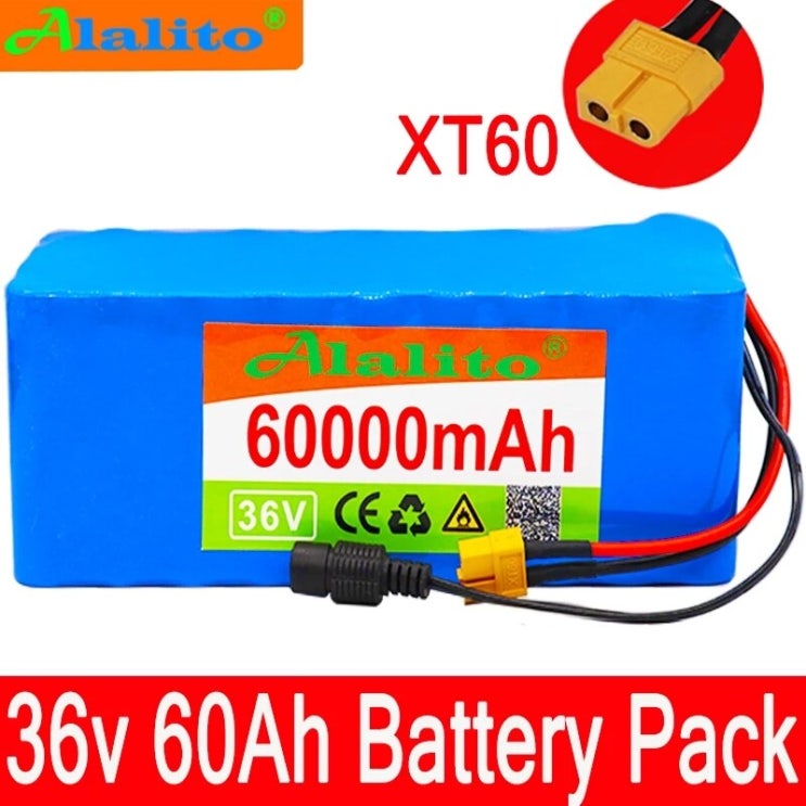 많이 찾는 36V 배터리 10S4P 60Ah 배터리 팩 500W 높은 전원 배터리 42V 60000mAh Ebike 전기 자전거 BMS xt60 플러그|전기 자전거 베터리|, 단일