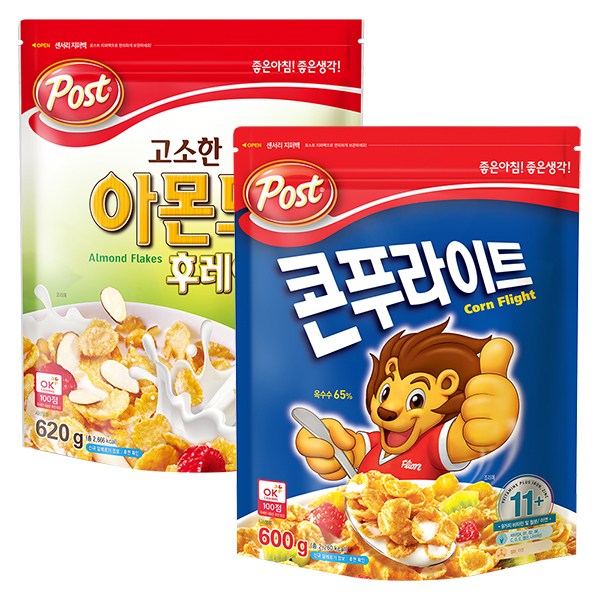 후기가 좋은 포스트 아몬드 후레이크 620g + 콘푸라이트 600g, 단일상품 좋아요